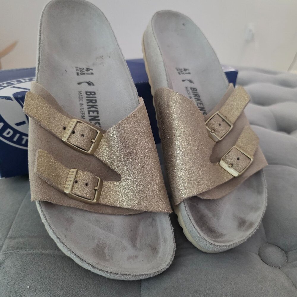 Birkenstock - Vaduz Metallic Leather Slide Sandal, Size 41